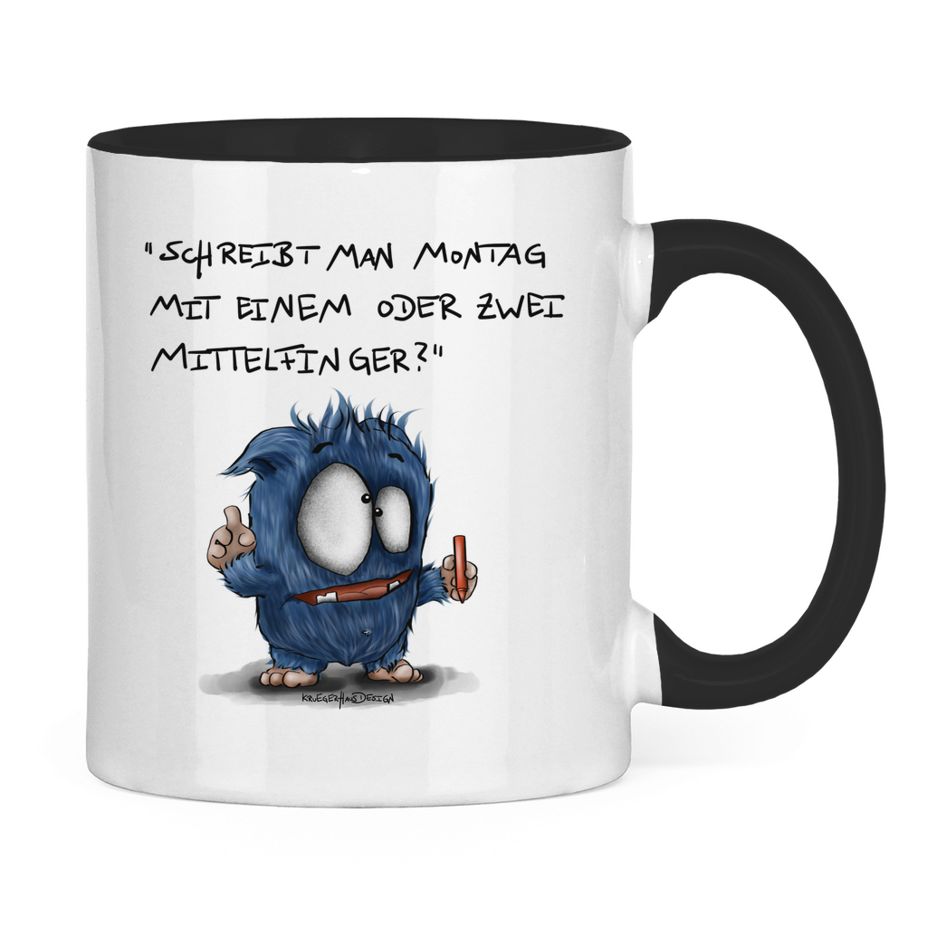 Tasse zweifarbig Schreibt man Montag mit einem oder mit zwei Mittelfinger?