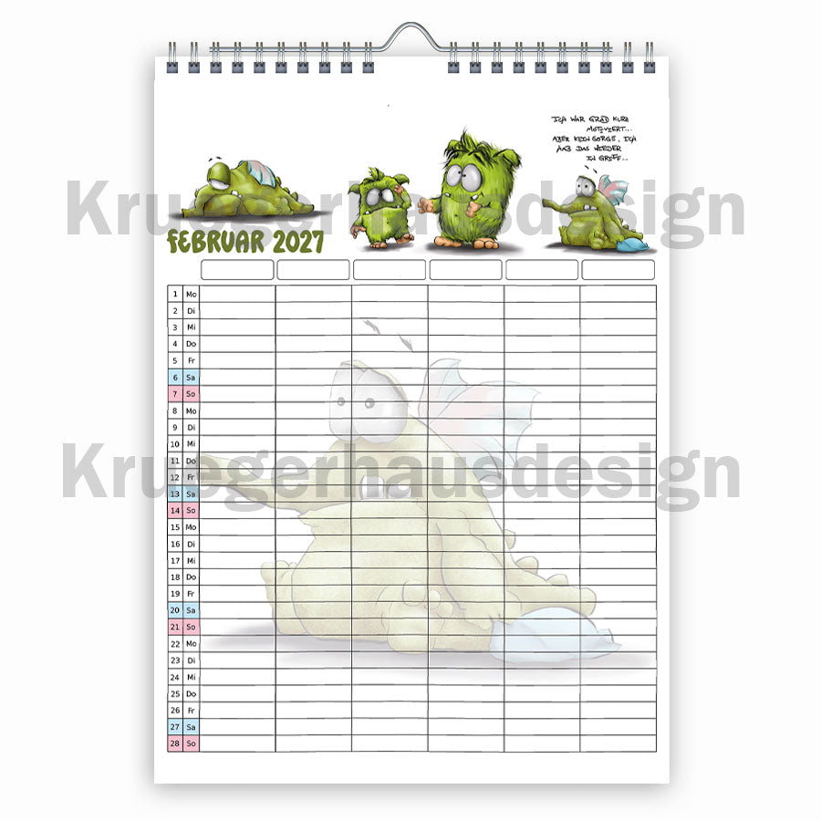 Familienplaner 2027 A3 – 6 Spalten Monster Kalender | Vorbestellung