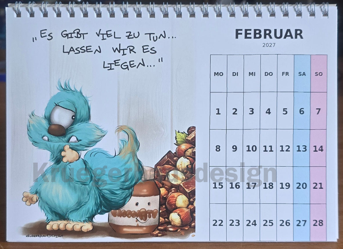 Tischkalender 2027 A5 – Lustiger Monster Kalender | Kruegerhausdesign