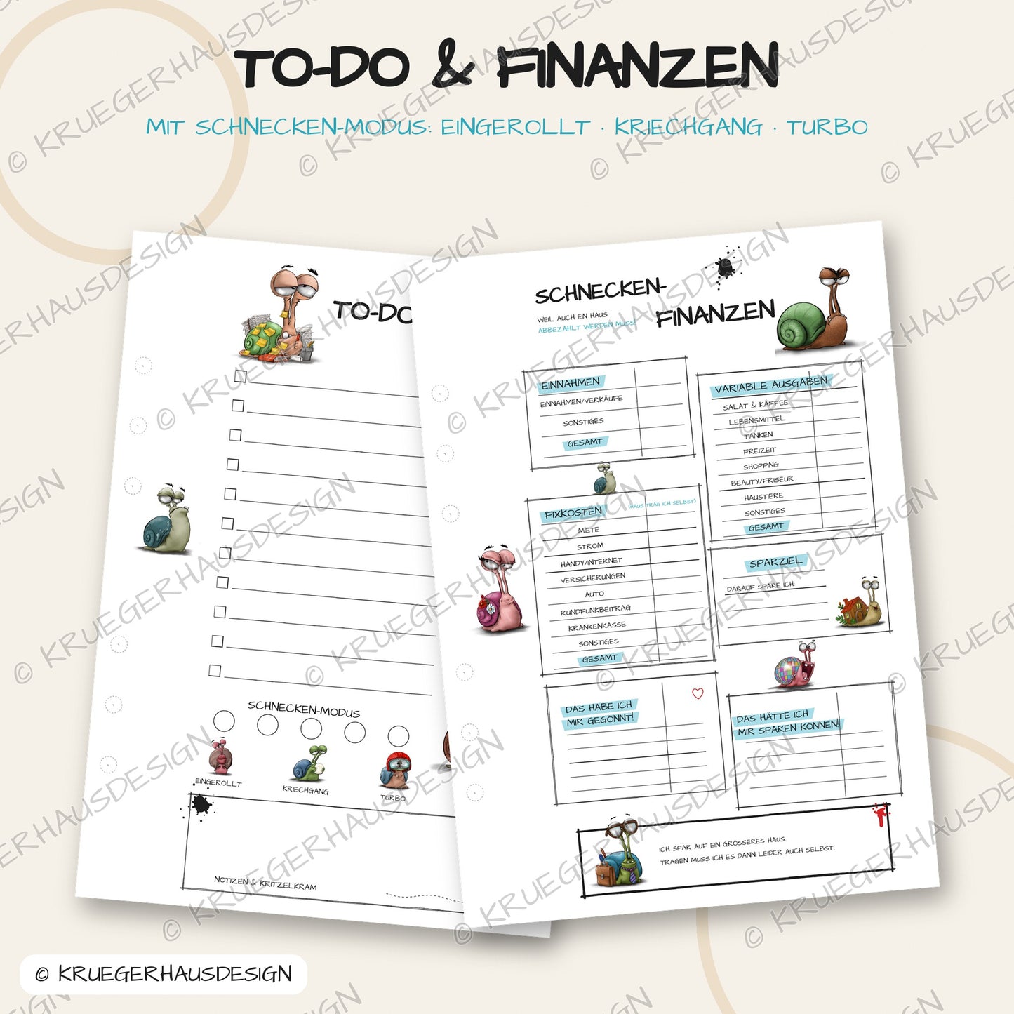 Die lahme Woche – Schnecken-Journal A5 zum Ausdrucken (PDF)