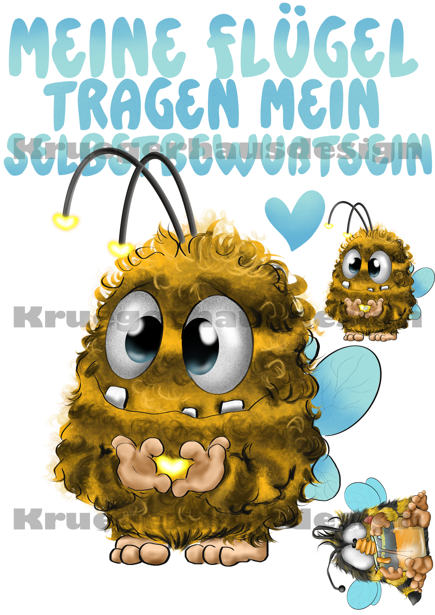 Bügelbild Liebe & Selbstwert DIN A4 – „Meine Flügel tragen mein Selbstbewusstsein“ – DIY T-Shirt Transferfolie – Limited Edition April