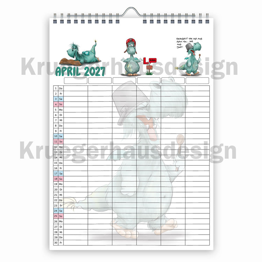 Familienplaner 2027 A3 – 6 Spalten Monster Kalender | Vorbestellung