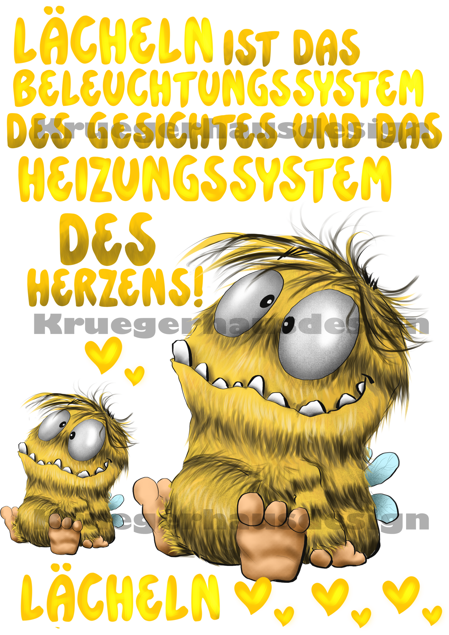 Bügelbild Spruch Lächeln DIN A4 – „Lächeln ist das Beleuchtungssystem des Gesichts“ – DIY T-Shirt Transferfolie – Positive Message – Limited Edition April