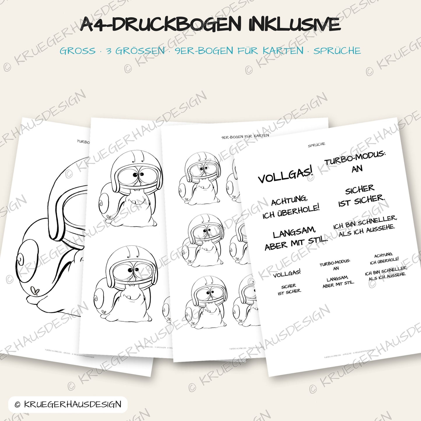 Turbo-Schnecke – DigiStamp zum Ausdrucken & Ausmalen (Privatlizenz)