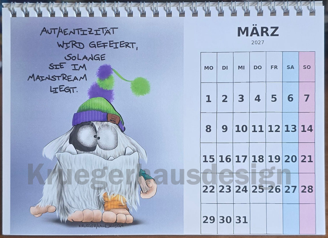 Tischkalender 2027 A5 – Lustiger Monster Kalender | Kruegerhausdesign