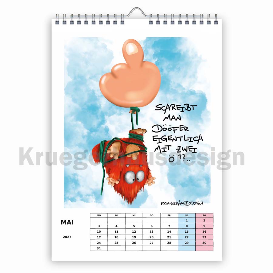 Monsterkalender 2027 A3 – Kruegerhausdesign Wandkalender | Vorbestellung