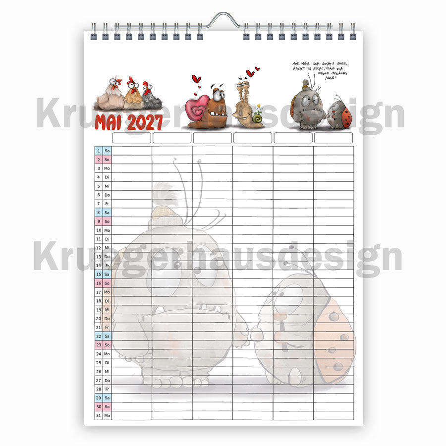Familienplaner 2027 A3 – 6 Spalten Monster Kalender | Vorbestellung