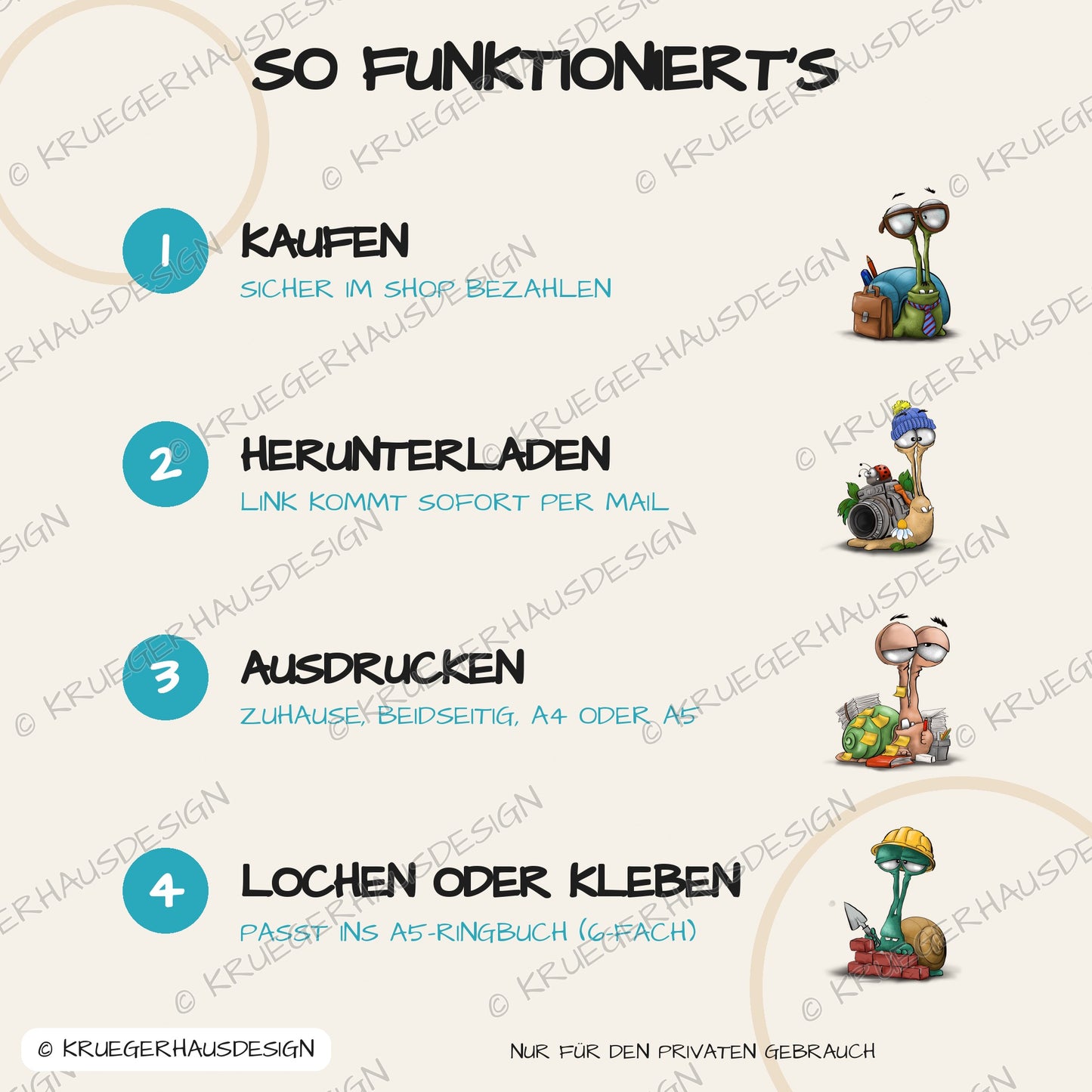 Die lahme Woche – Schnecken-Journal A5 zum Ausdrucken (PDF)