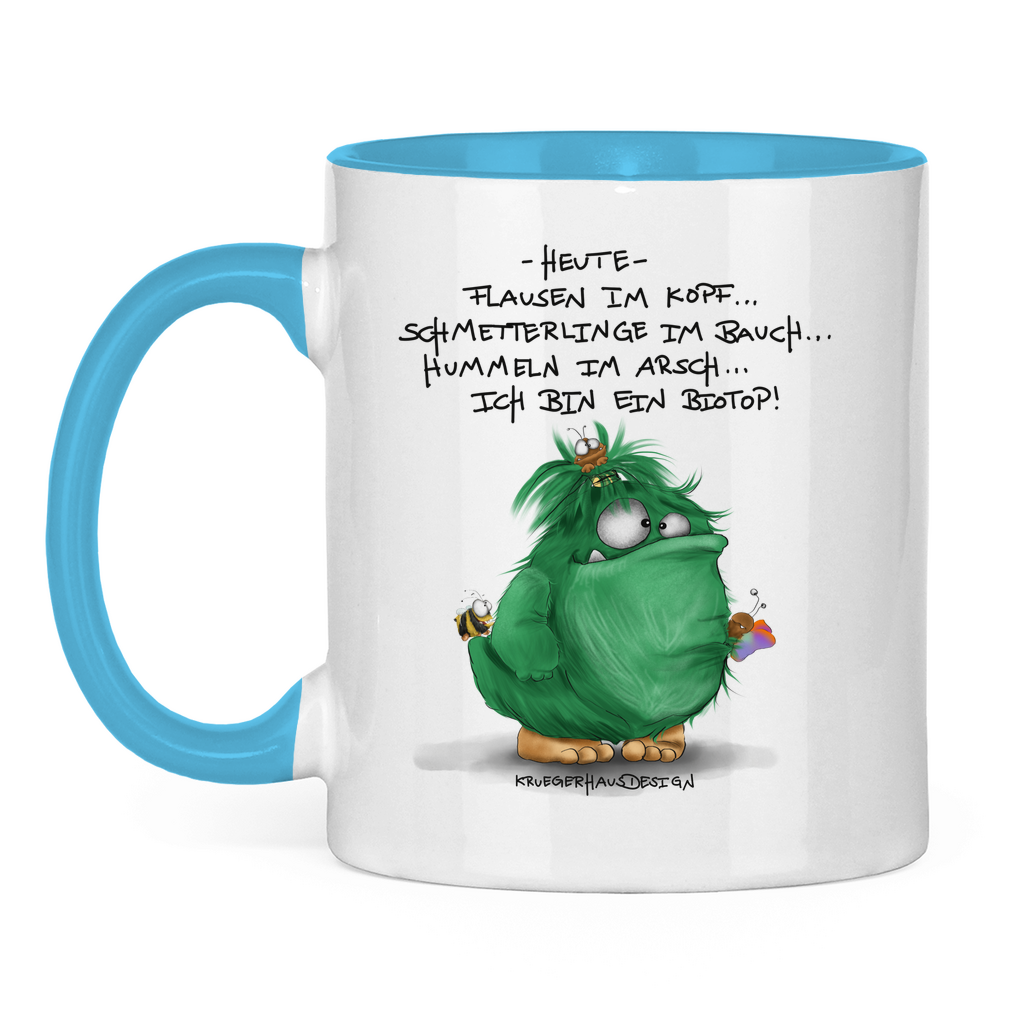Tasse zweifarbig Heute, Flausen im Kopf... Schmetterlinge im Bauch... Biotop
