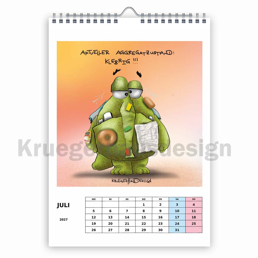 Monsterkalender 2027 A3 – Kruegerhausdesign Wandkalender | Vorbestellung