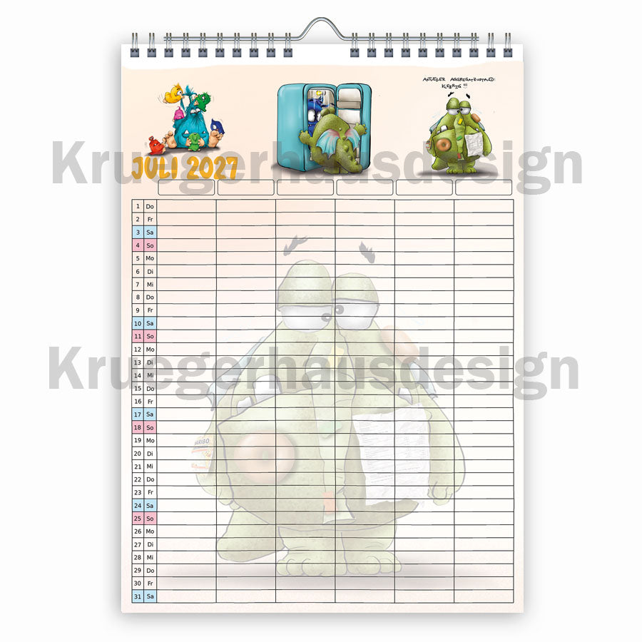 Familienplaner 2027 A3 – 6 Spalten Monster Kalender | Vorbestellung