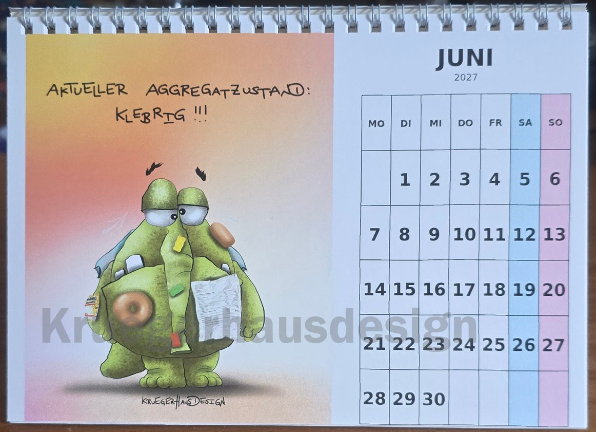 Tischkalender 2027 A5 – Lustiger Monster Kalender | Kruegerhausdesign