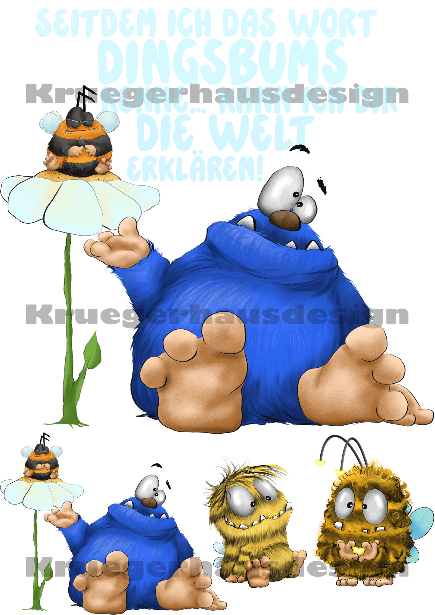 Lustiges Bügelbild „Dingsbums“ DIN A4 – DIY T-Shirt Transferfolie – Humor Spruch – Comic Design – Limited April Edition