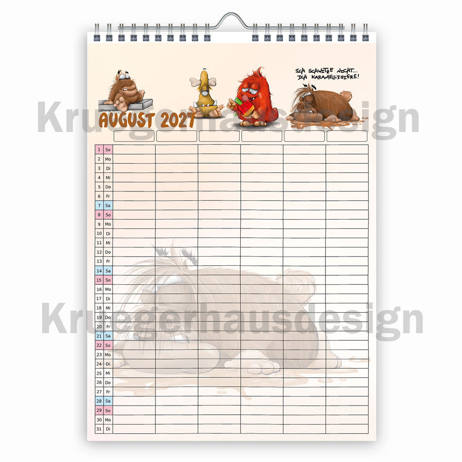 Familienplaner 2027 A3 – 6 Spalten Monster Kalender | Vorbestellung