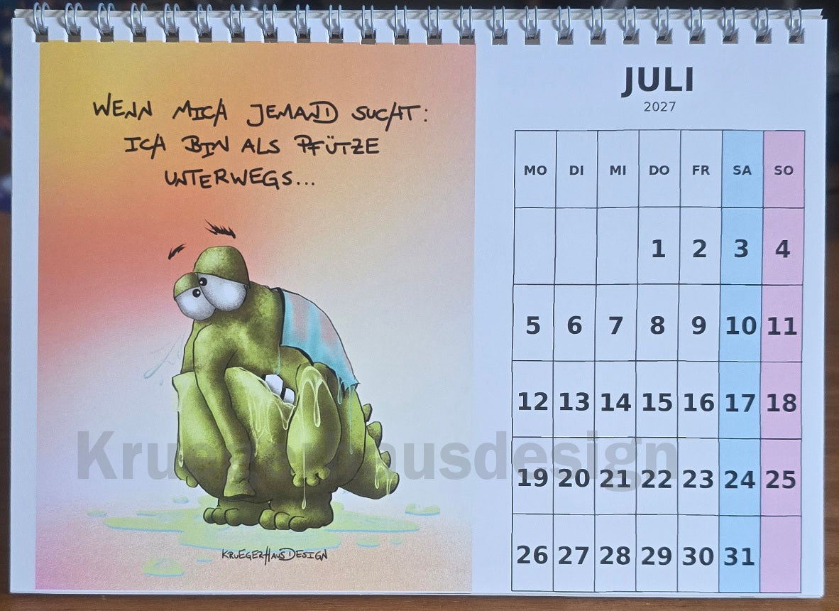 Tischkalender 2027 A5 – Lustiger Monster Kalender | Kruegerhausdesign