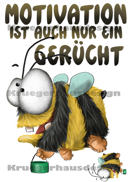 Lustiges Bügelbild Motivation DIN A4 – „Motivation ist auch nur ein Gerücht“ – DIY T-Shirt Transferfolie – Humor Spruch – Limited April Edition