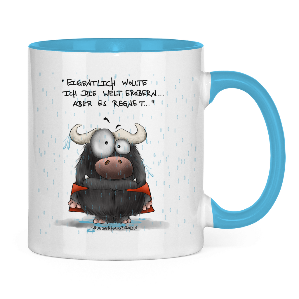 Tasse zweifarbig Eigentlich wollte ich die Welt erobern... Aber es ...