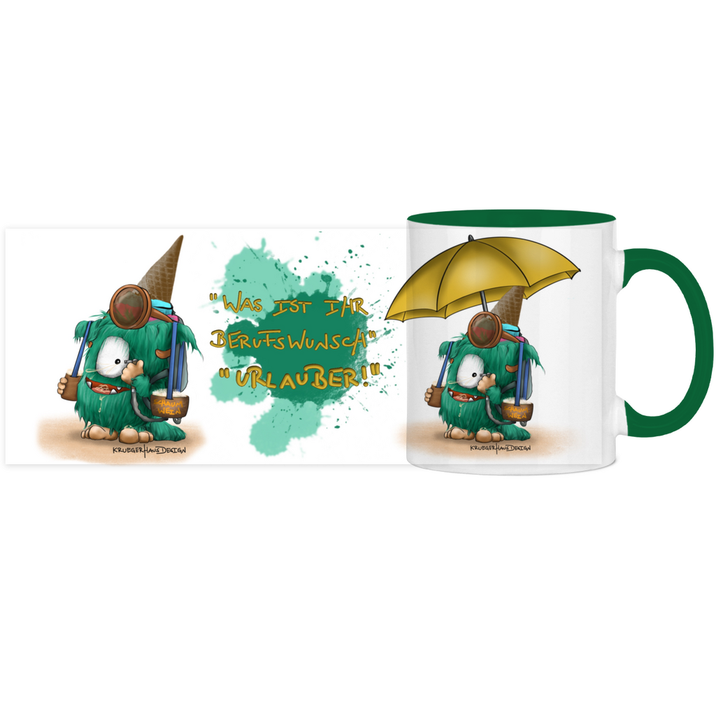 Panorama Tasse zweifarbig Was ist ihr Berufswunsch? Urlauber!