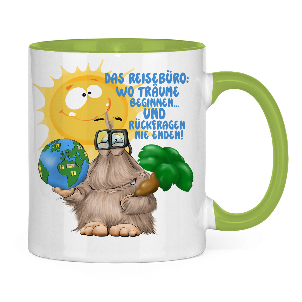 Tasse zweifarbig Das Reisebüro: Wo Träume beginnen und Rückfragen nie enden!