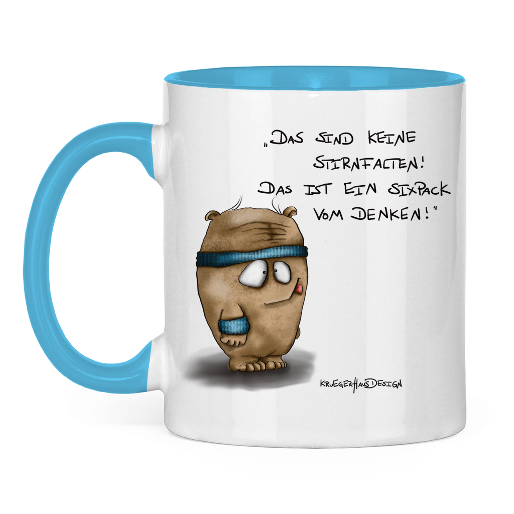 Tasse zweifarbig Das sind keine Stirnfalten! Das ist ein Sixpack vom Denken!