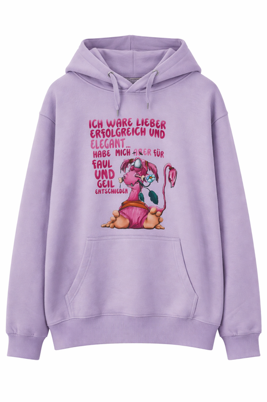 Hoodie mit vorderem Druck in flieder Gr. M, L, XL, Ich wäre lieber erfolgreich und elegant...