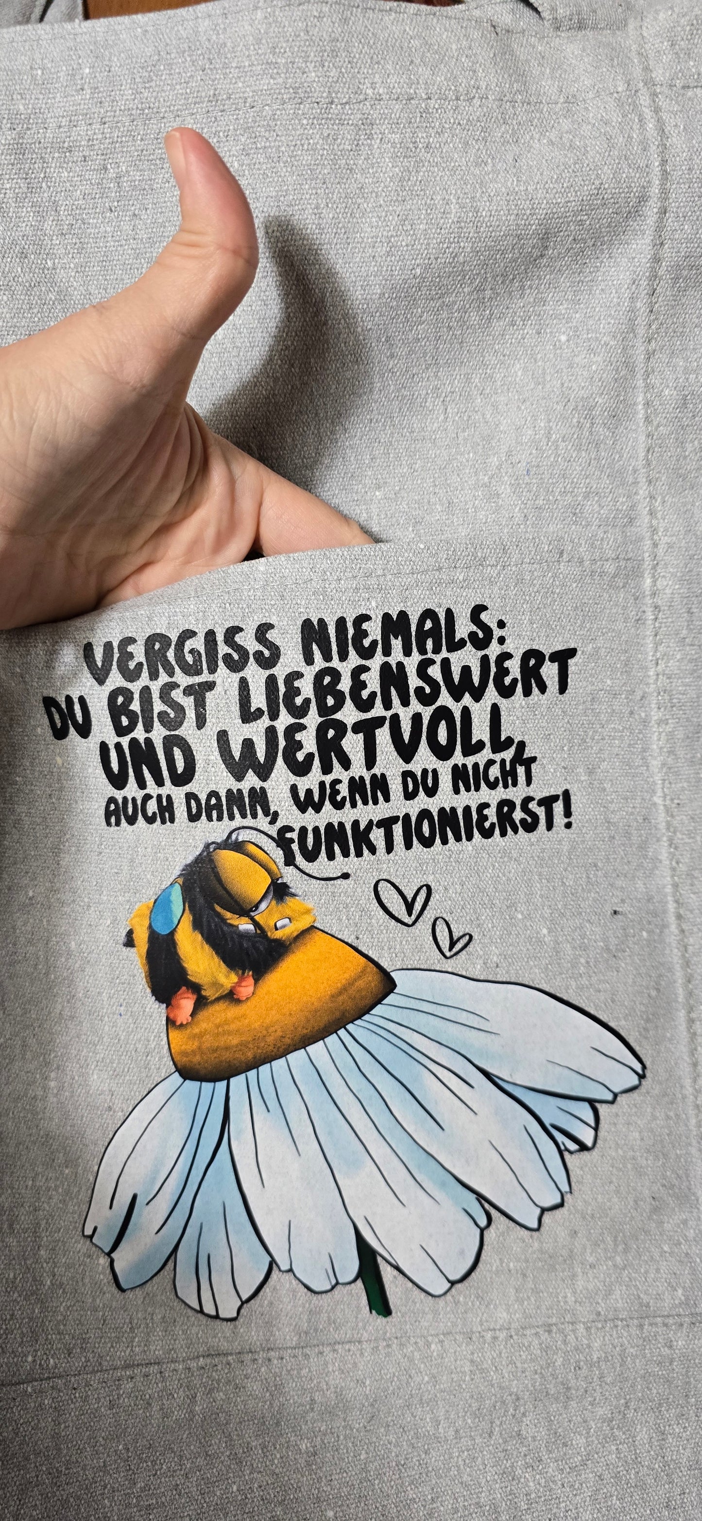 Du bist wertvoll Tote Bag – Große nachhaltige Canvas Tasche mit liebevollem Spruch, limitiert nur für April