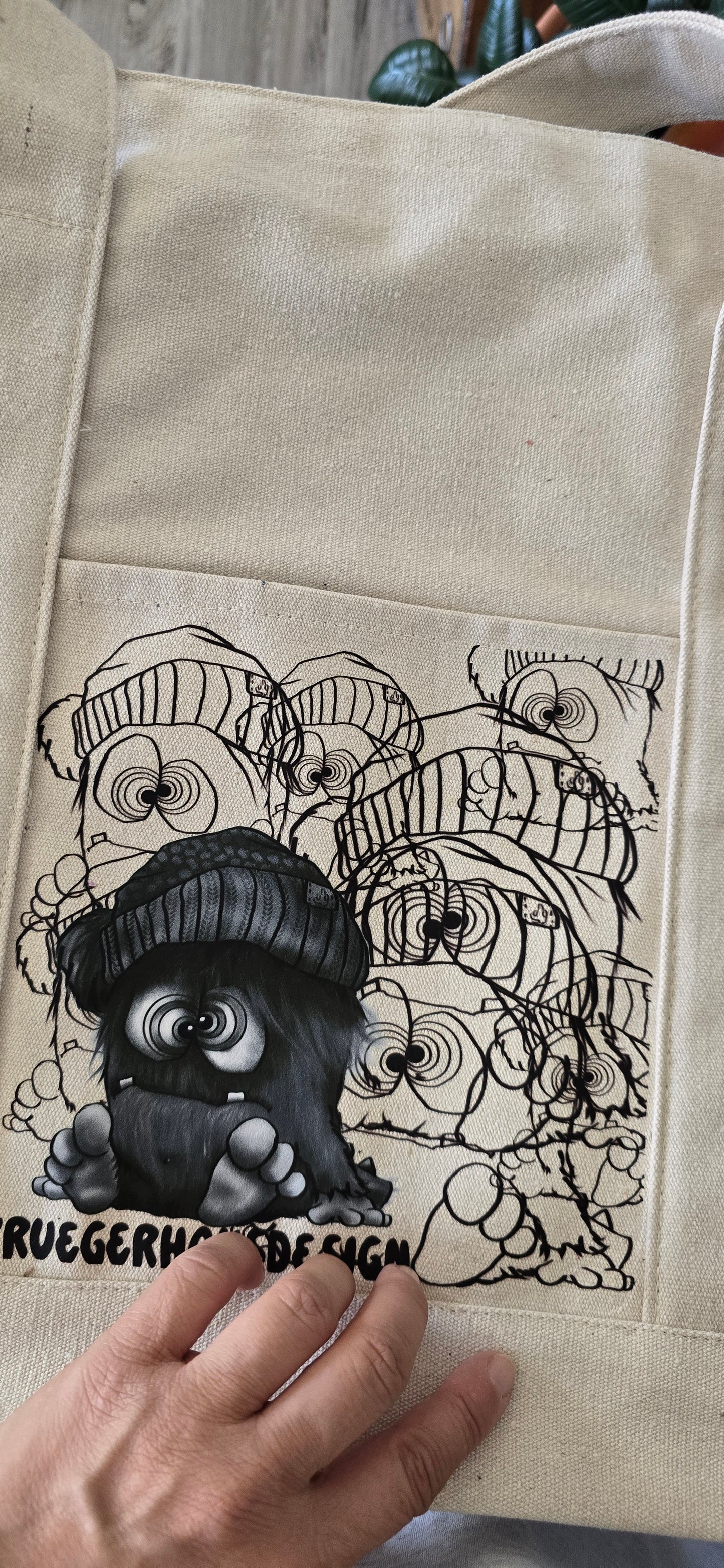 XXL Canvas Tasche „Monsterbande“ – riesige Weekender & Trainingstasche mit Reißverschluss