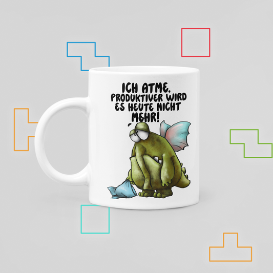 Rüsselbert Tasse „Ich atme. Produktiver wird es heute nicht mehr!“ – Lustige Monster Tasse