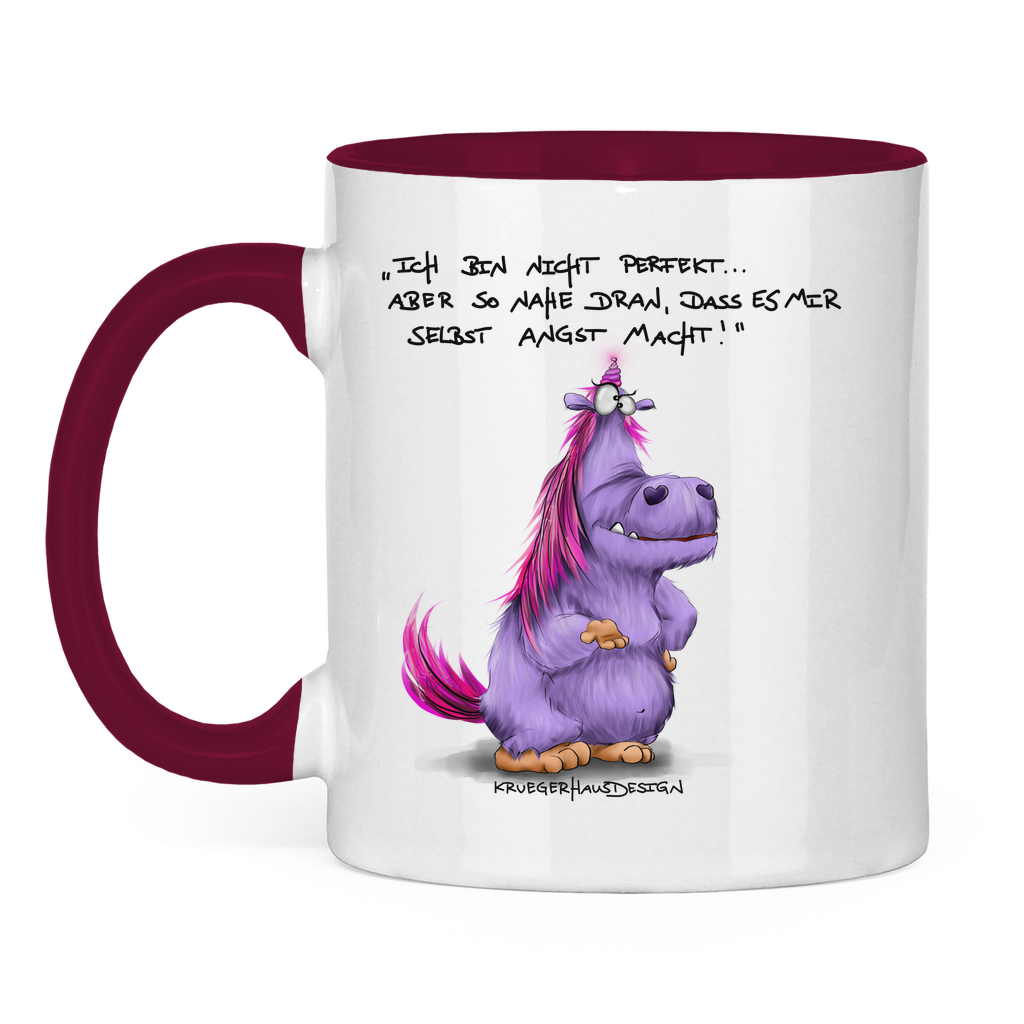 Tasse zweifarbig Ich bin nicht perfekt.. aber so nahe dran, dass es mir ...