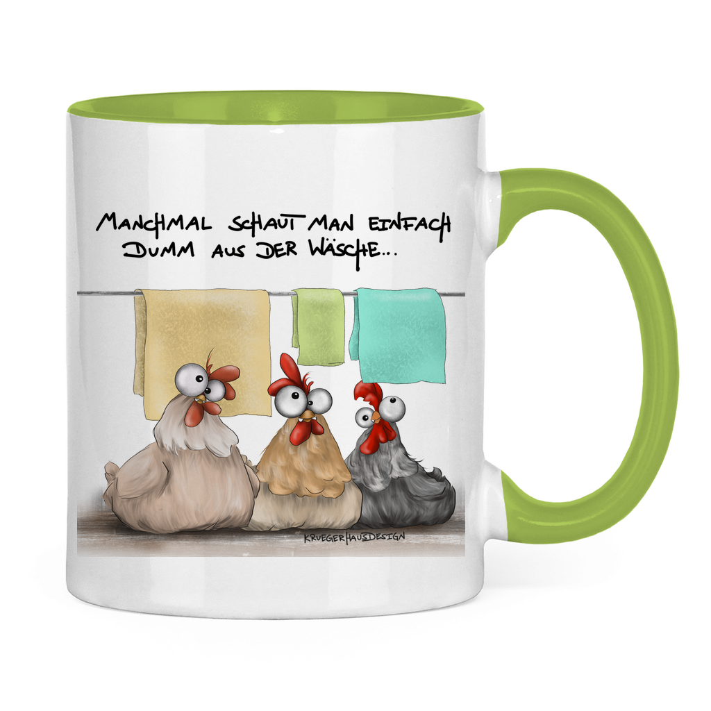 Tasse zweifarbig Manchmal schaut man einfach dumm aus der Wäsche...