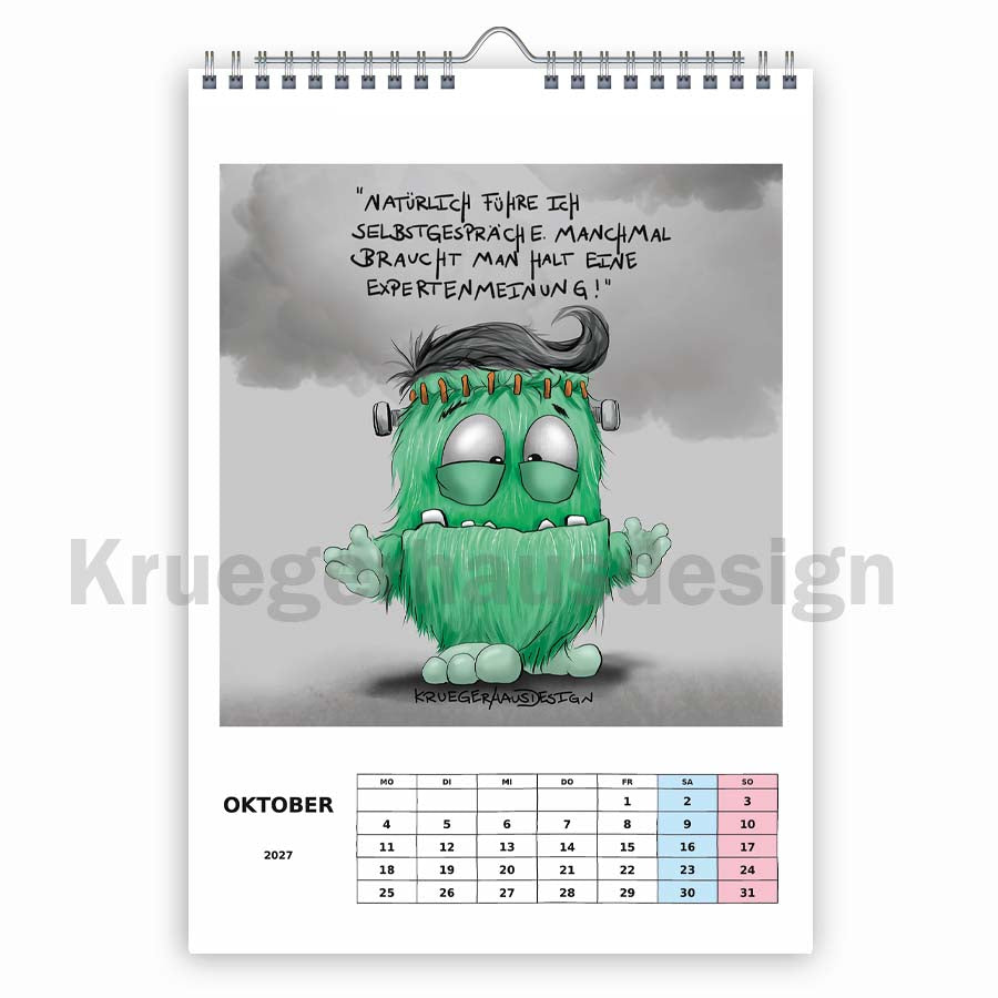 Monsterkalender 2027 A3 – Kruegerhausdesign Wandkalender | Vorbestellung