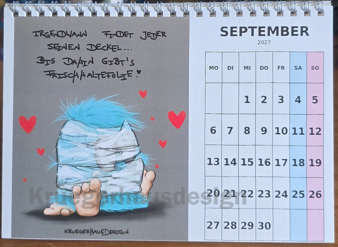 Tischkalender 2027 A5 – Lustiger Monster Kalender | Kruegerhausdesign