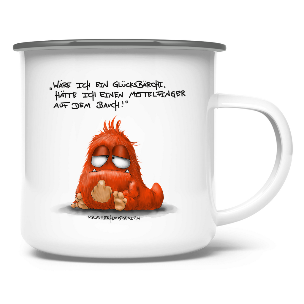 Emaille Tasse Wäre ich ein Glücksbärchi, hatt ich einen Mittelfinger...