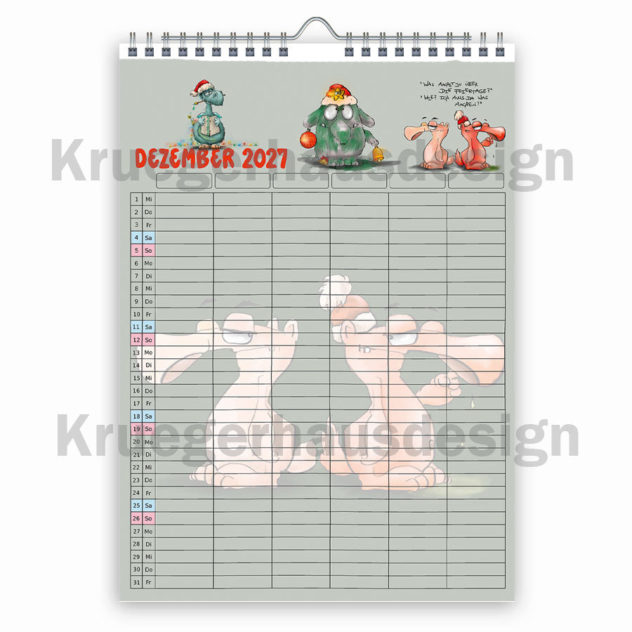 Familienplaner 2027 A3 – 6 Spalten Monster Kalender | Vorbestellung