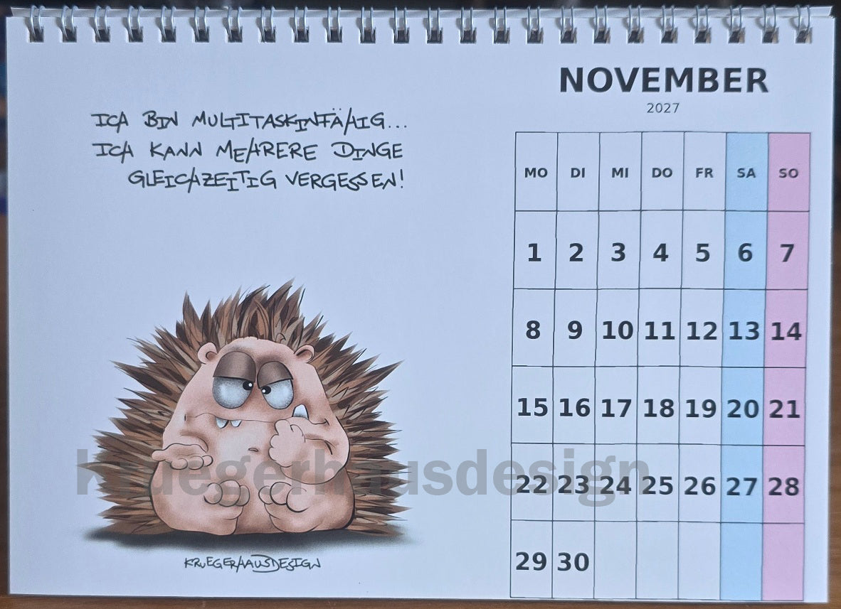 Tischkalender 2027 A5 – Lustiger Monster Kalender | Kruegerhausdesign