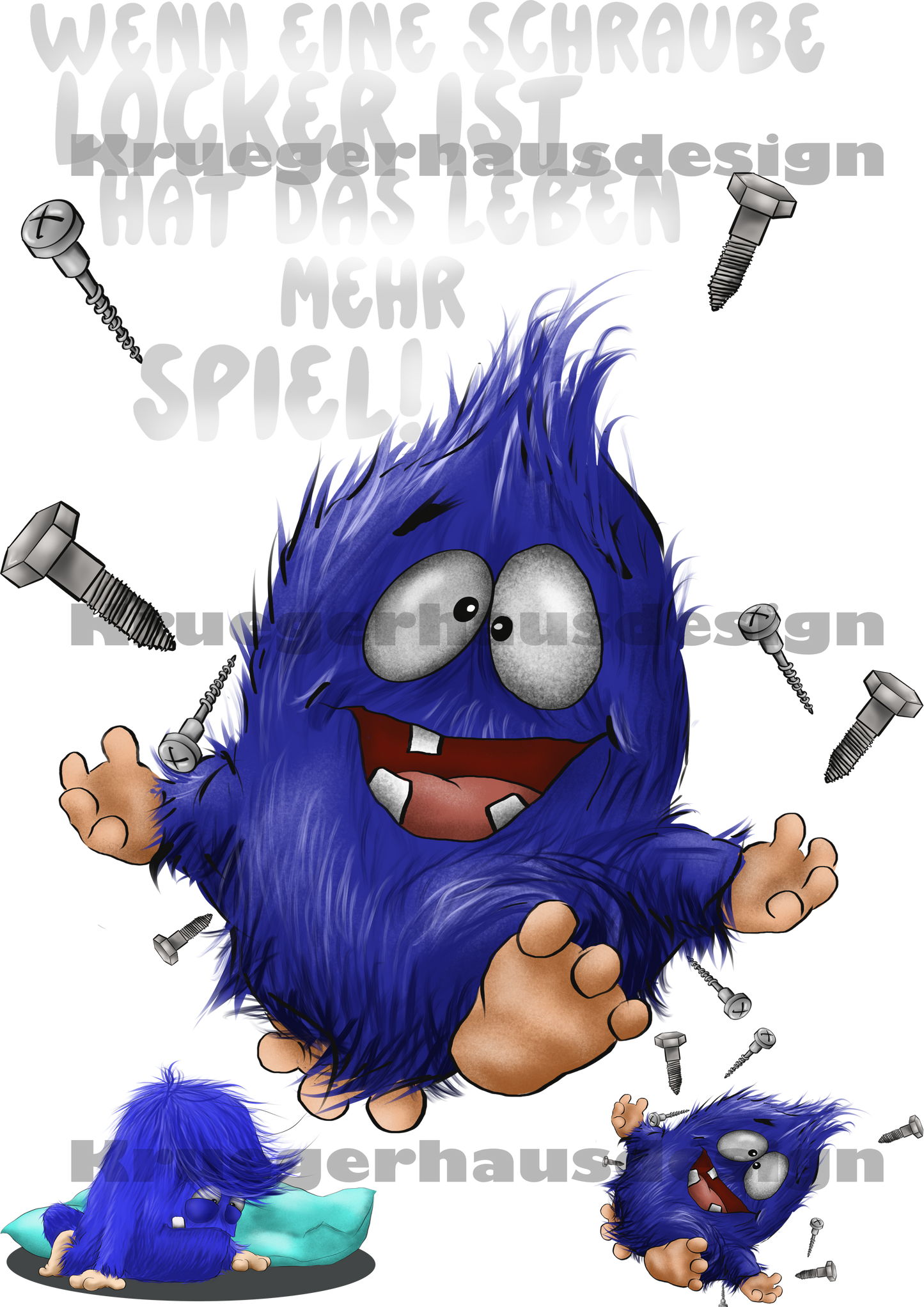 Lustiges Bügelbild „Blue“ Schrauben Humor DIN A4 – „Wenn eine Schraube locker ist“ – DIY T-Shirt Transferfolie – Limited April Edition