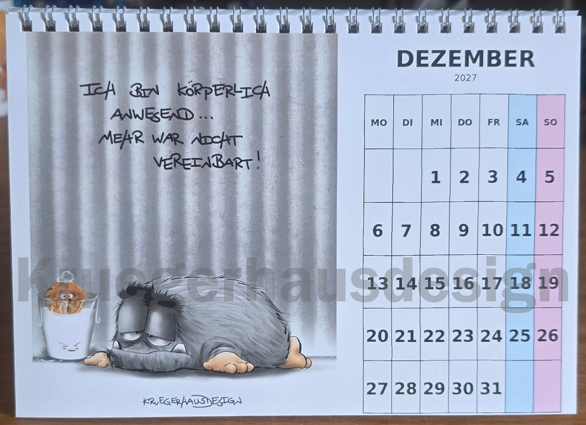 Tischkalender 2027 A5 – Lustiger Monster Kalender | Kruegerhausdesign