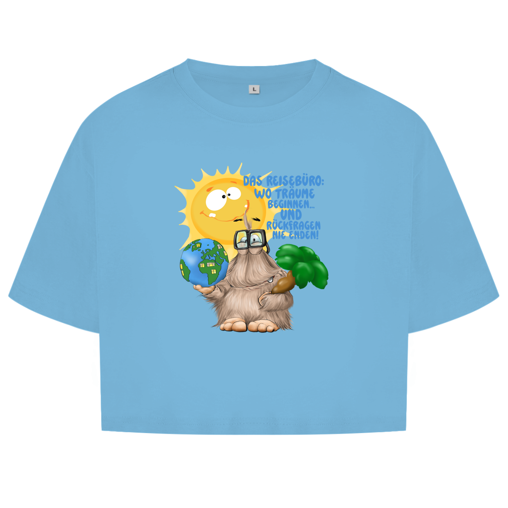 Damen Oversize Crop Top Das Reisebüro: Wo Träume beginnen und Rückfragen nie enden!