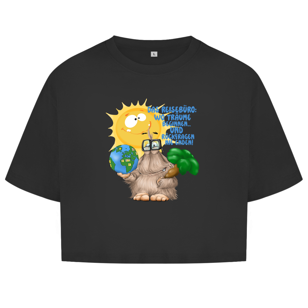 Damen Oversize Crop Top Das Reisebüro: Wo Träume beginnen und Rückfragen nie enden!