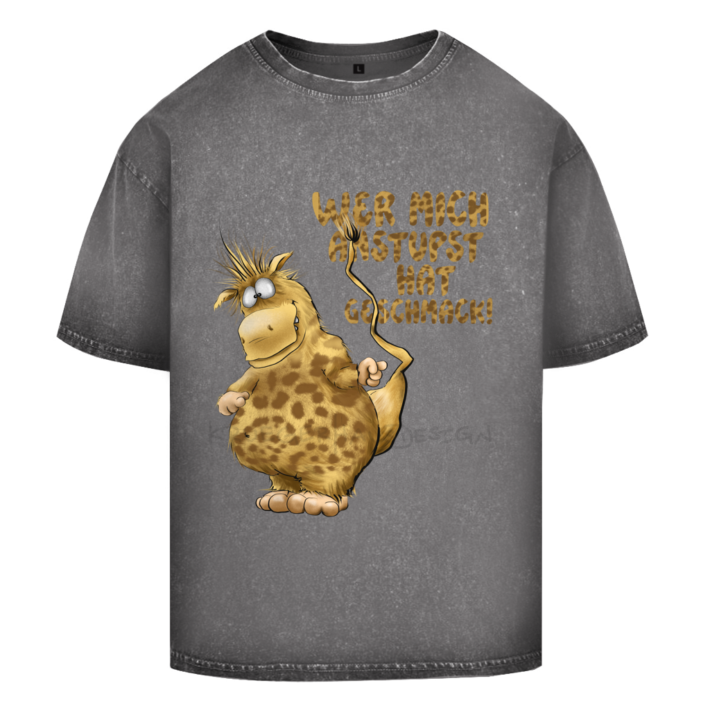 Oversize Washed T-Shirt Wer mich anstupst hat Geschmack!