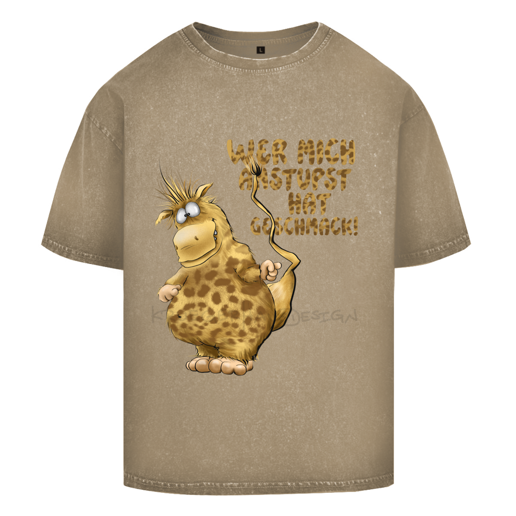 Oversize Washed T-Shirt Wer mich anstupst hat Geschmack!