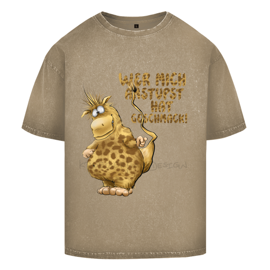 Oversize Washed T-Shirt Wer mich anstupst hat Geschmack!