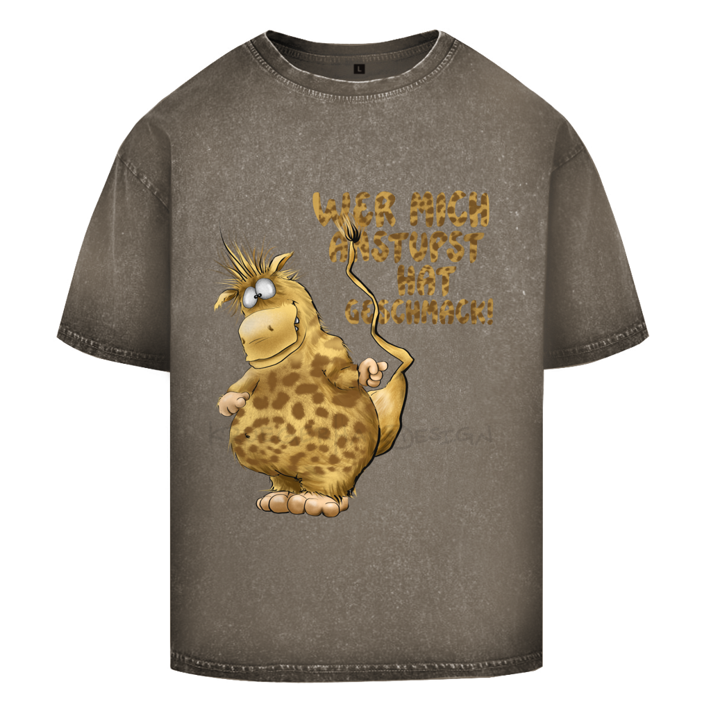 Oversize Washed T-Shirt Wer mich anstupst hat Geschmack!