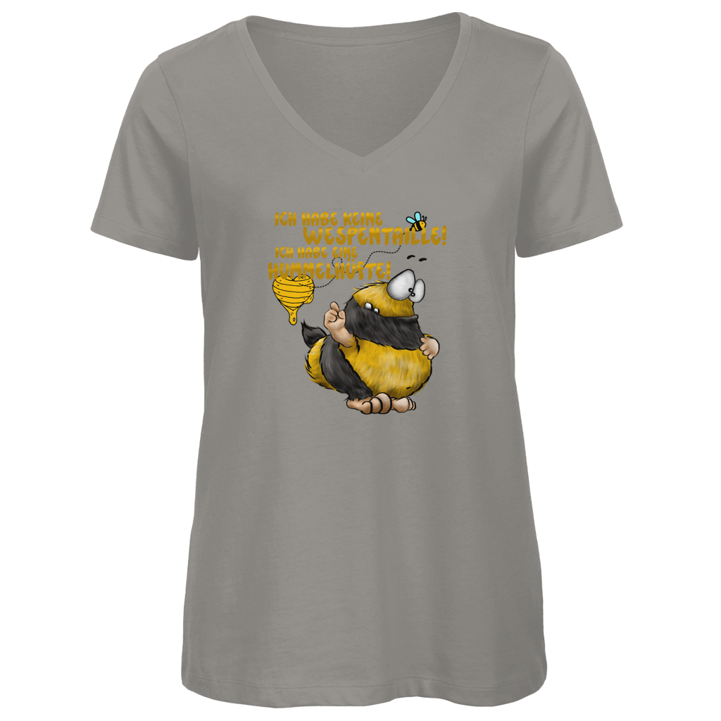 Damen Premium Bio V-Neck T-Shirt Ich habe keine Wespentaille! Ich habe eine Hummelhüfte!