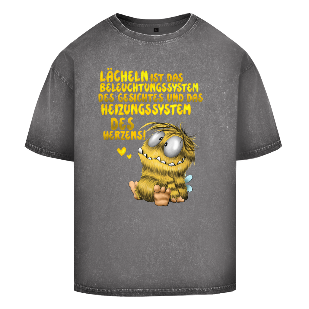 Oversize Washed T-Shirt Lächeln ist das Beleuchtungssystem des Gesichtes und das...