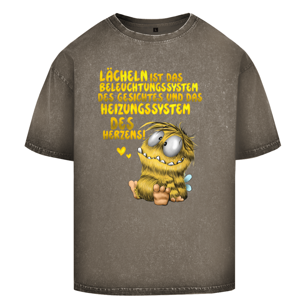 Oversize Washed T-Shirt Lächeln ist das Beleuchtungssystem des Gesichtes und das...