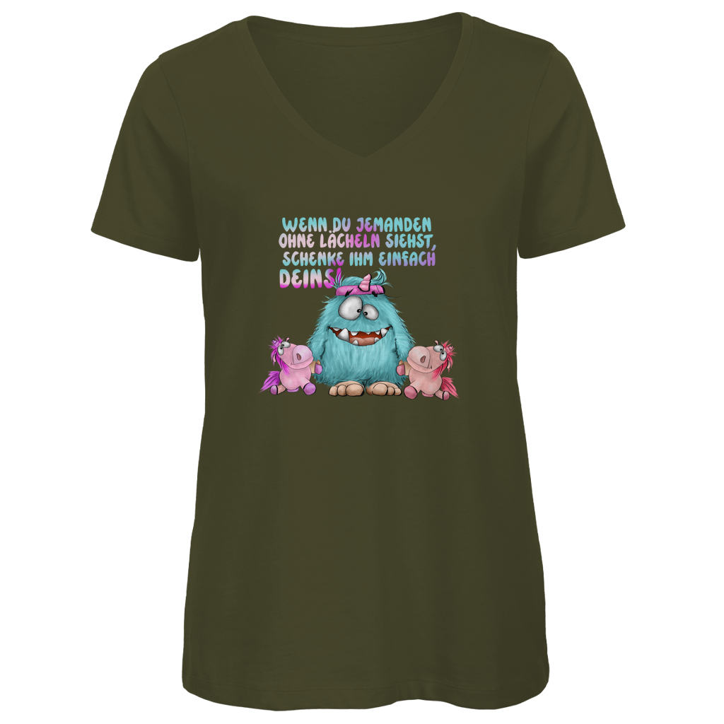 Damen Premium Bio V-Neck T-Shirt Laecheln