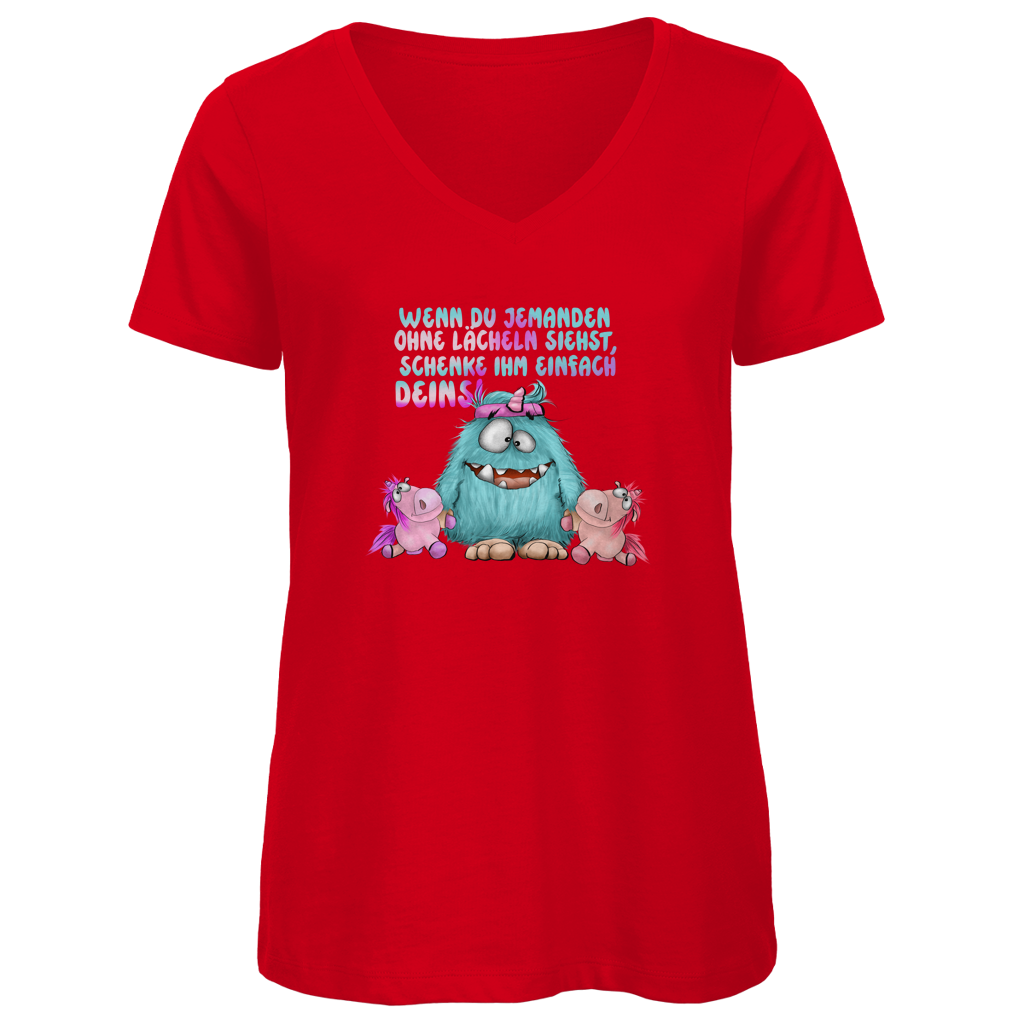 Damen Premium Bio V-Neck T-Shirt Laecheln