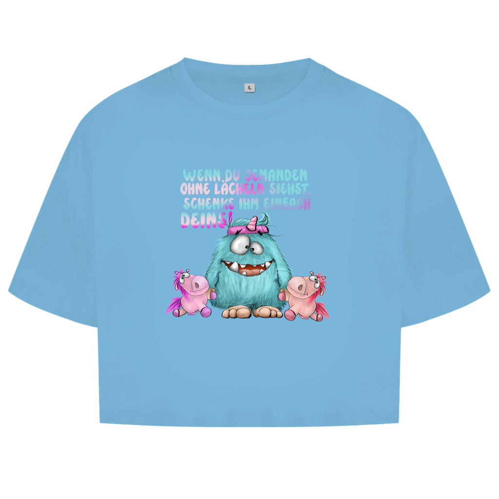 Damen Oversize Crop Top Laecheln
