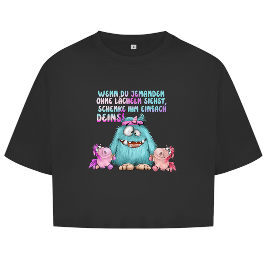Damen Oversize Crop Top Laecheln